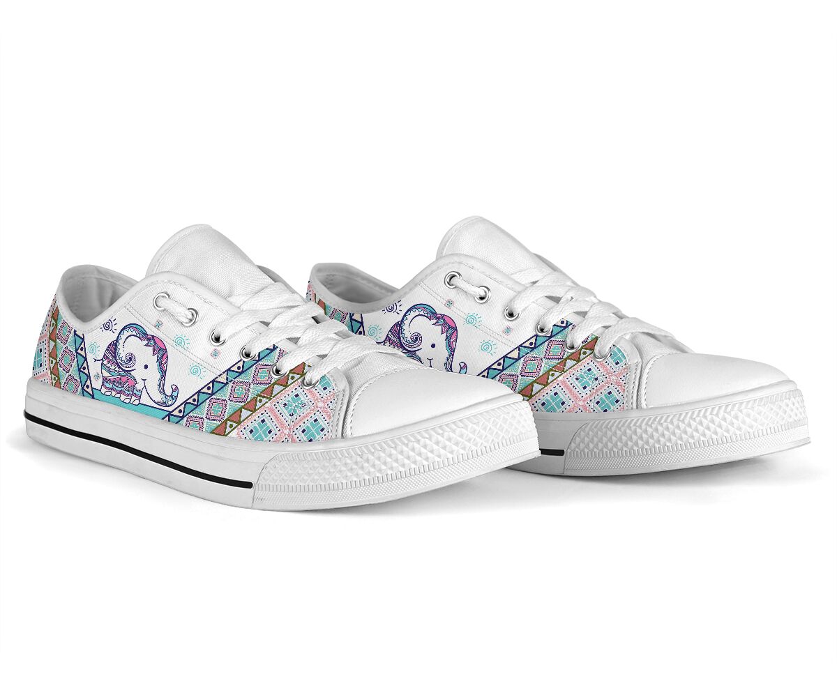 Elephant Boho Floral - Low Top Shoe - Love Love Top Shoes