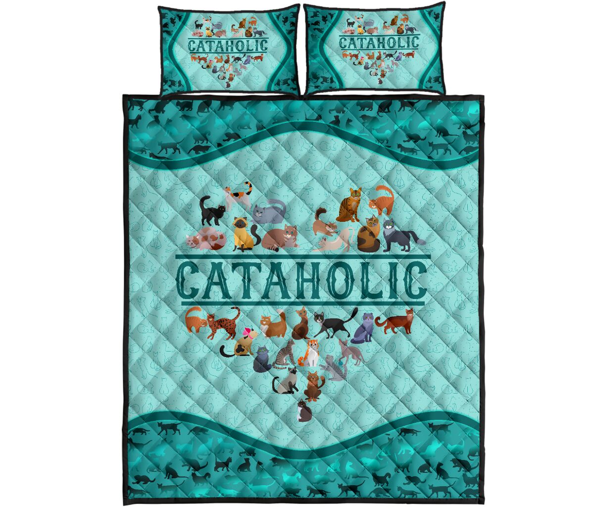 Cat - Cataholic - Aholic - Quilt Bed Set 43 - Love Quilt Bedding Set