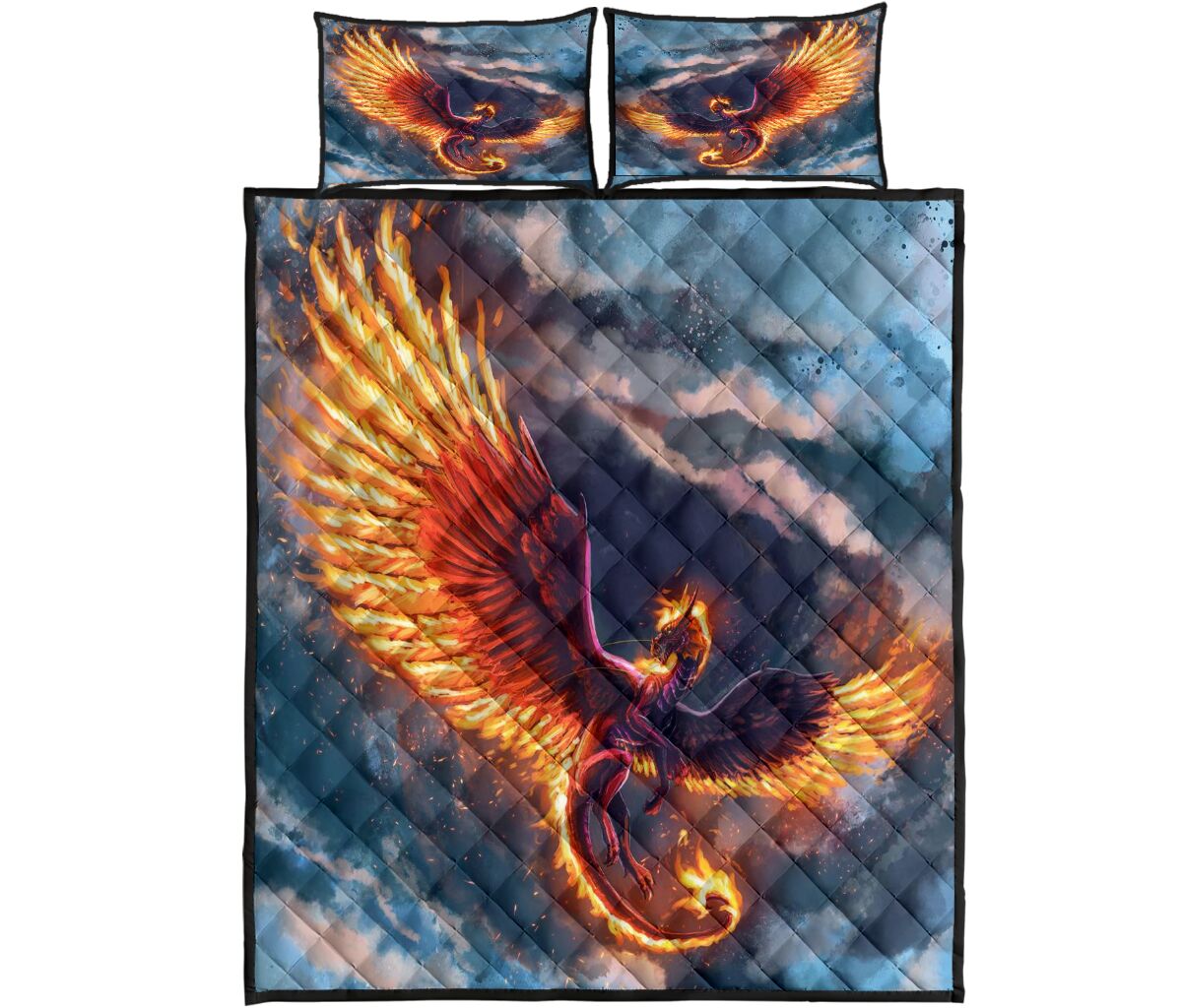 Dragon Firewings Art Style Quilt Bed Set - Love Quilt Bedding Set