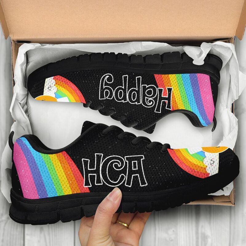 Hca - Happy Black Kd Sneakers, Running Shoes, Shoes For Women, Shoes For Men, Custom Shoes,- Love Sneakers