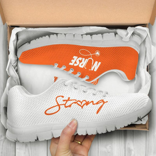 Nurse-strong Orange - White Sneakers, Running Shoes, Shoes For Women, Shoes For Men, Custom - Love Sneakers