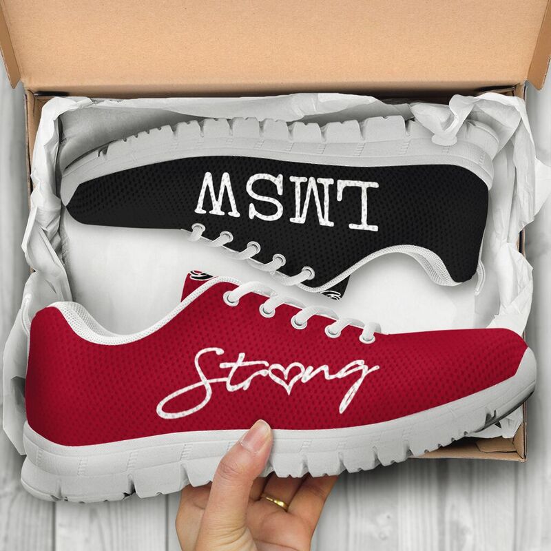 Lmsw Strong Red Black Sneakers, Running Shoes, Shoes For Women, Shoes For Men, Custom Shoes,- Love Sneakers