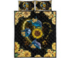 Dolphin Heart Light Sunflower Style Quilt Bed Set - Love Quilt Bedding Set