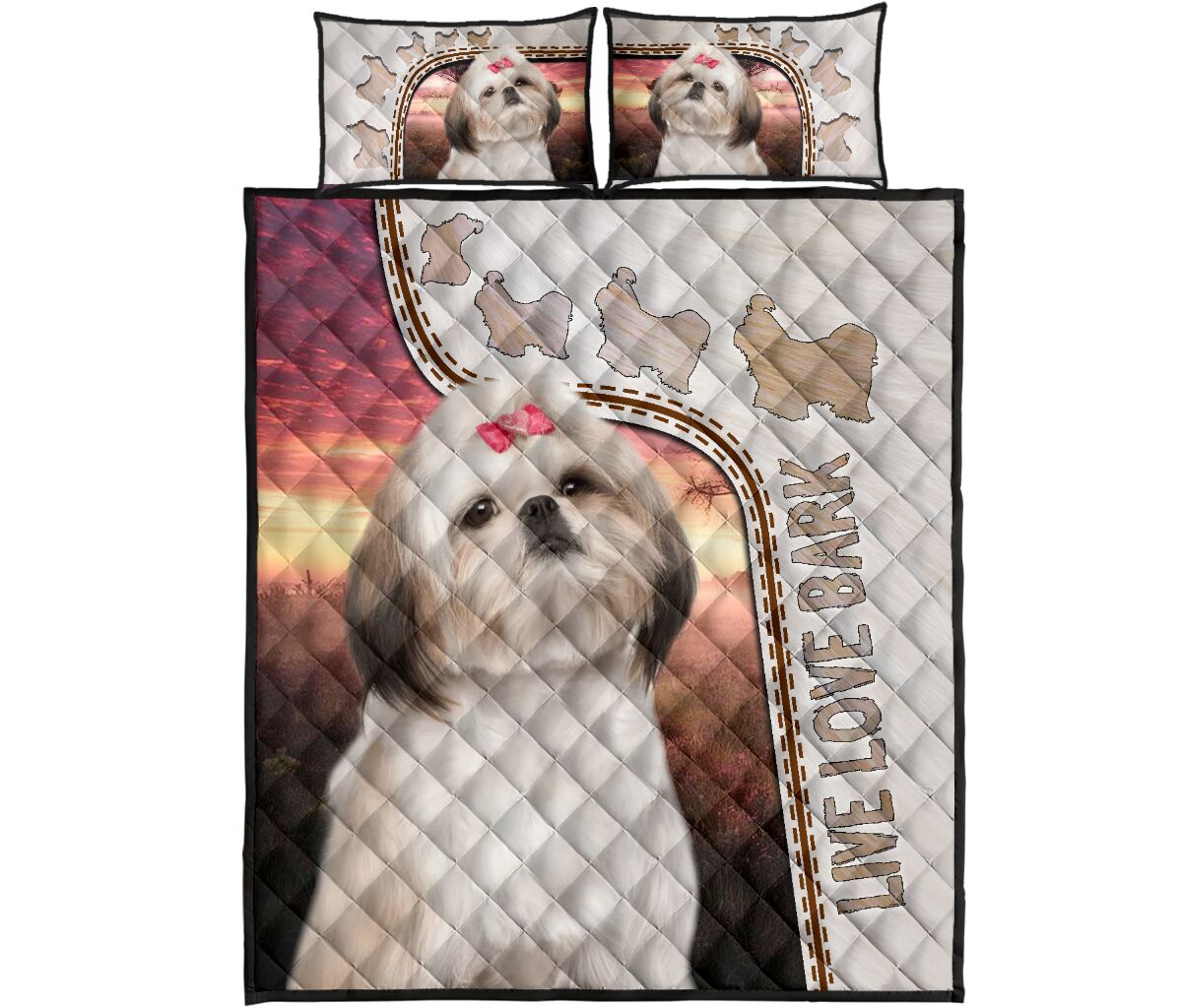 Live Love Bark Shih Tzu - Bed Set - Love Quilt Bedding Set