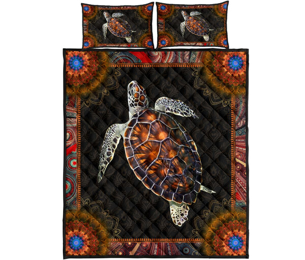 Turtle Mandala Style Quilt Bed Set - Love Quilt Bedding Set