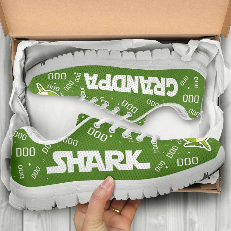 Grandpa Shark Green Sneakers, Running Shoes, Shoes For Women, Shoes For Men, Custom Shoes, L- Love Sneakers