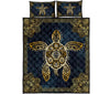 Turtle Mandala Gold Art Style Quilt Bed Set - Love Quilt Bedding Set