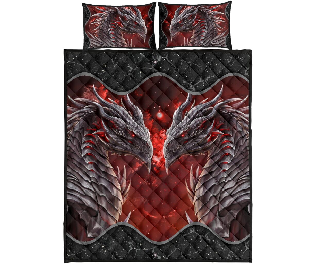 Dragon Head Quilt Bed Set - Love Quilt Bedding Set