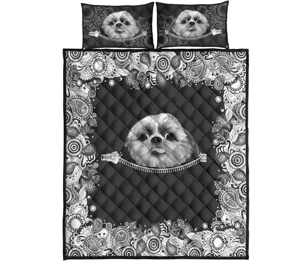Shih Tzu Zipper Floral - Bed Set - Love Quilt Bedding Set
