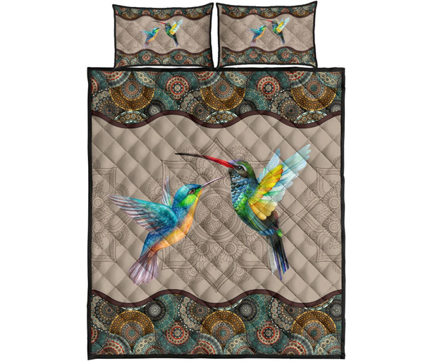 Hummingbird Mandala Style Quilt Bed Set - Love Quilt Bedding Set