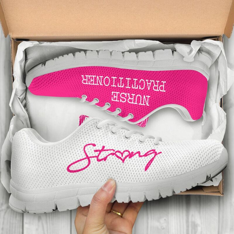 Nurse-strong Practitioner Pink White Sneakers, Running Shoes, Shoes For Women, Shoes For Men- Love Sneakers