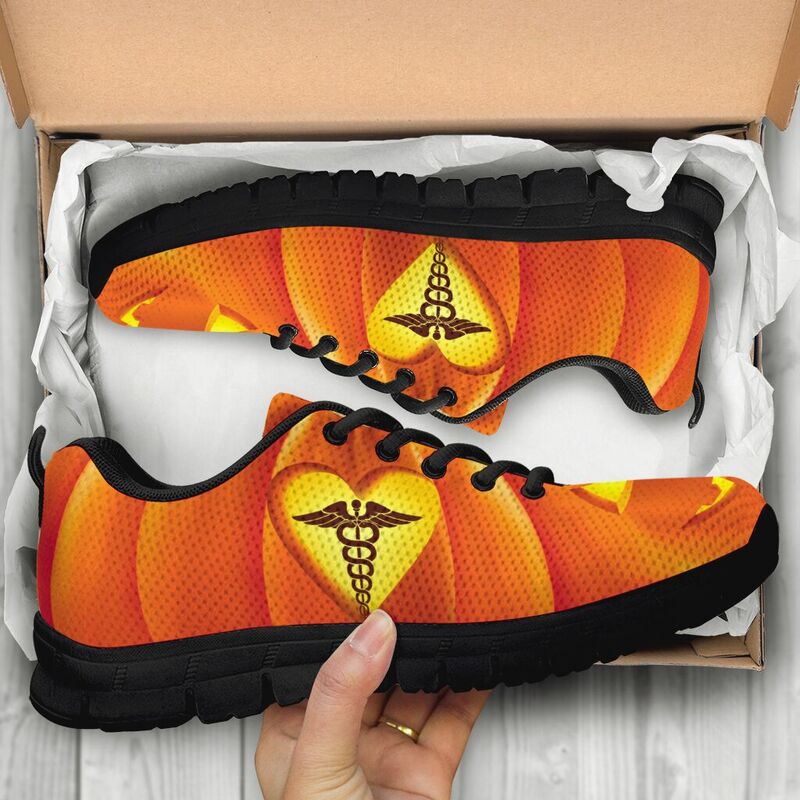 Nurse Pumpkin Sneakers, Running Shoes, Shoes For Women, Shoes For Men, Custom Shoes, L- Love Sneakers