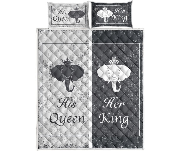 Elephant - King And Queen  - Love Quilt Bedding Set