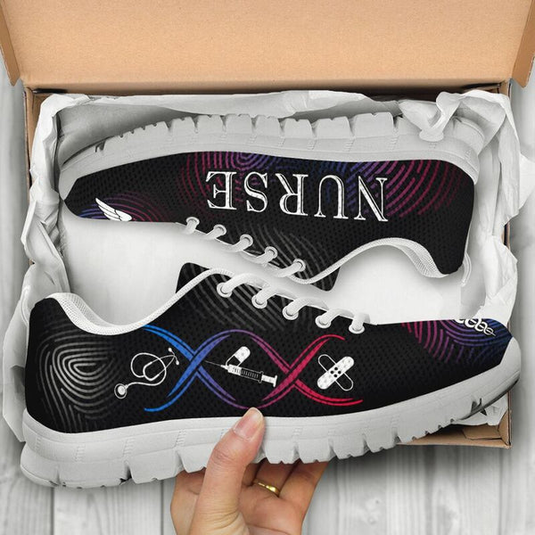 Nurse Dna Fingerprint Shoes Sneakers, Running Shoes, Shoes For Women, Shoes For Men, Custom - Love Sneakers
