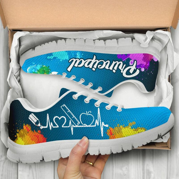 Principal Art- Bright Blue And Black Kd Sneakers, Runni- Love Sneakers