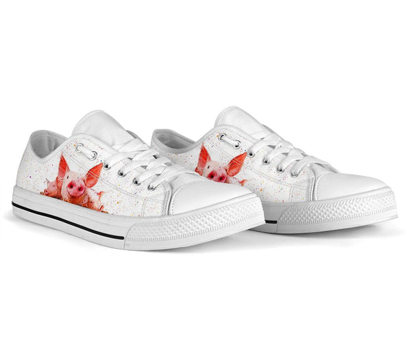 Pig Watercolor Art Low Top  Shoes