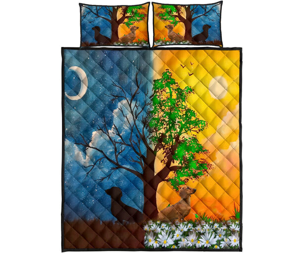 Dachshund Moon And Sun - Quilt Bed Set - Love Quilt Bedding Set