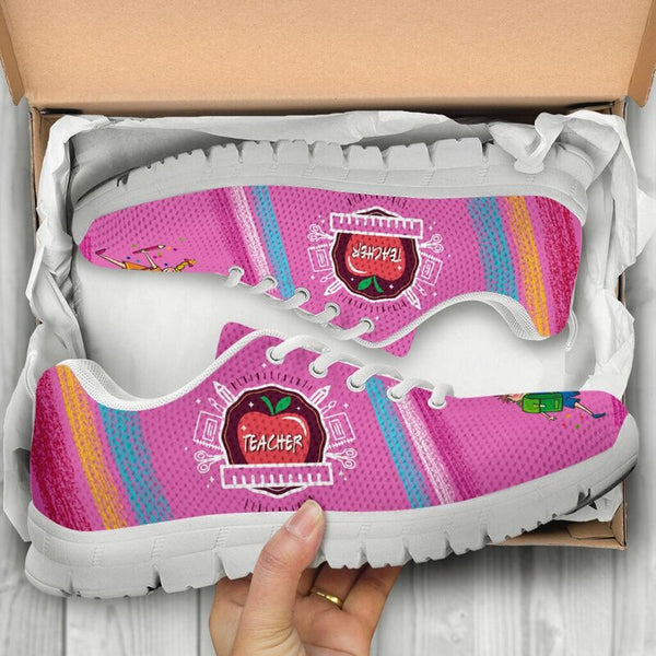 Teacher Chalk Pink Sneakers, Running Shoes, Shoes For Women, Shoes For Men, Custom Shoes, L- Love Sneakers