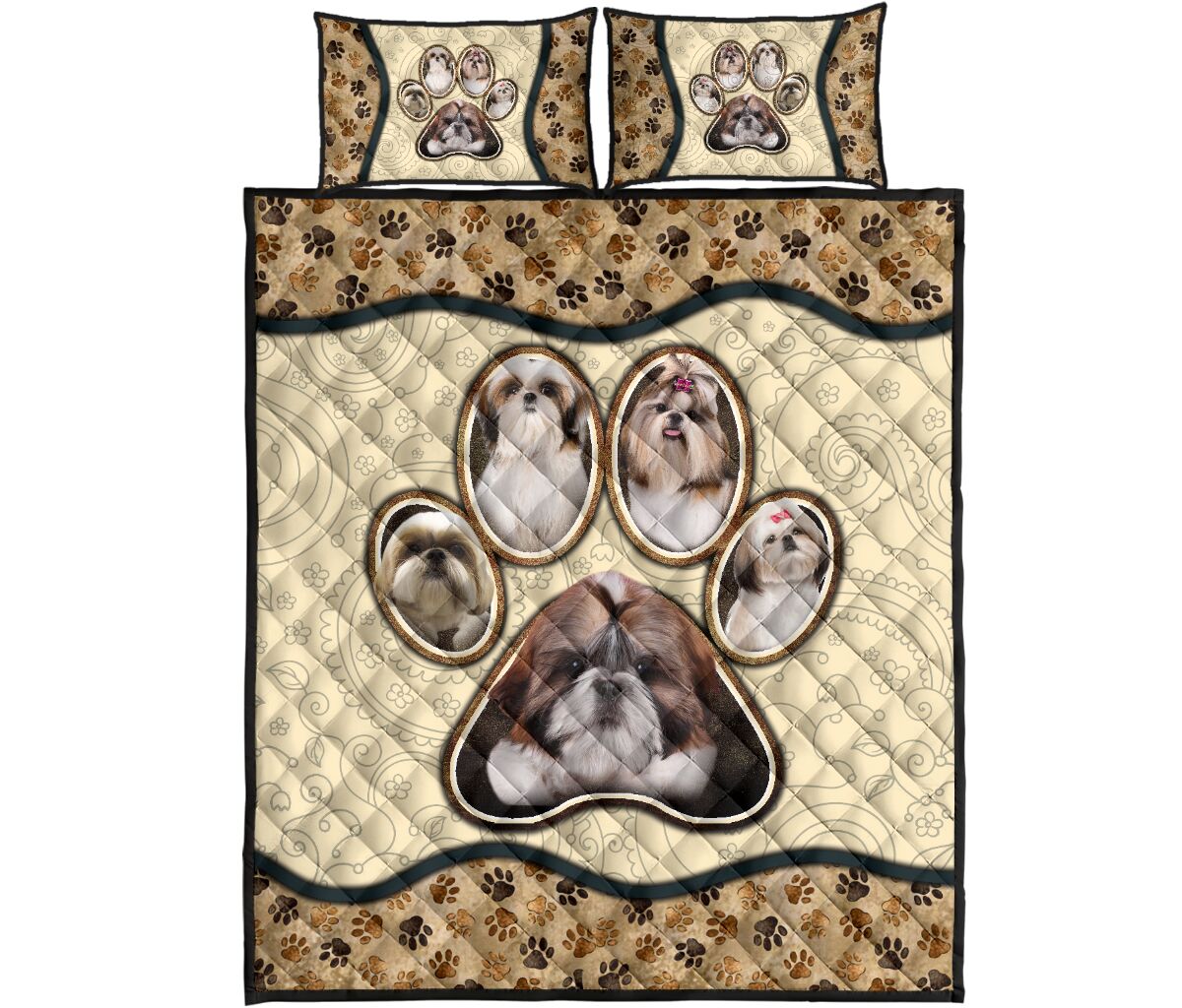 Shih Tzu Paw Vintage - Bed Set - Love Quilt Bedding Set