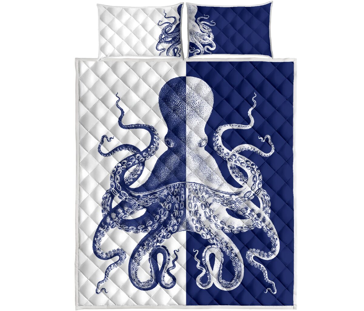 Octopus Sea Animal Art Style Quilt Bed Set - Love Quilt Bedding Set