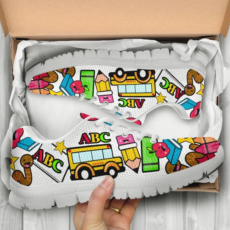 Teacher- Last Day Of School White Sneakers, Running Shoes, Shoes For Women, Shoes For Men, C- Love Sneakers