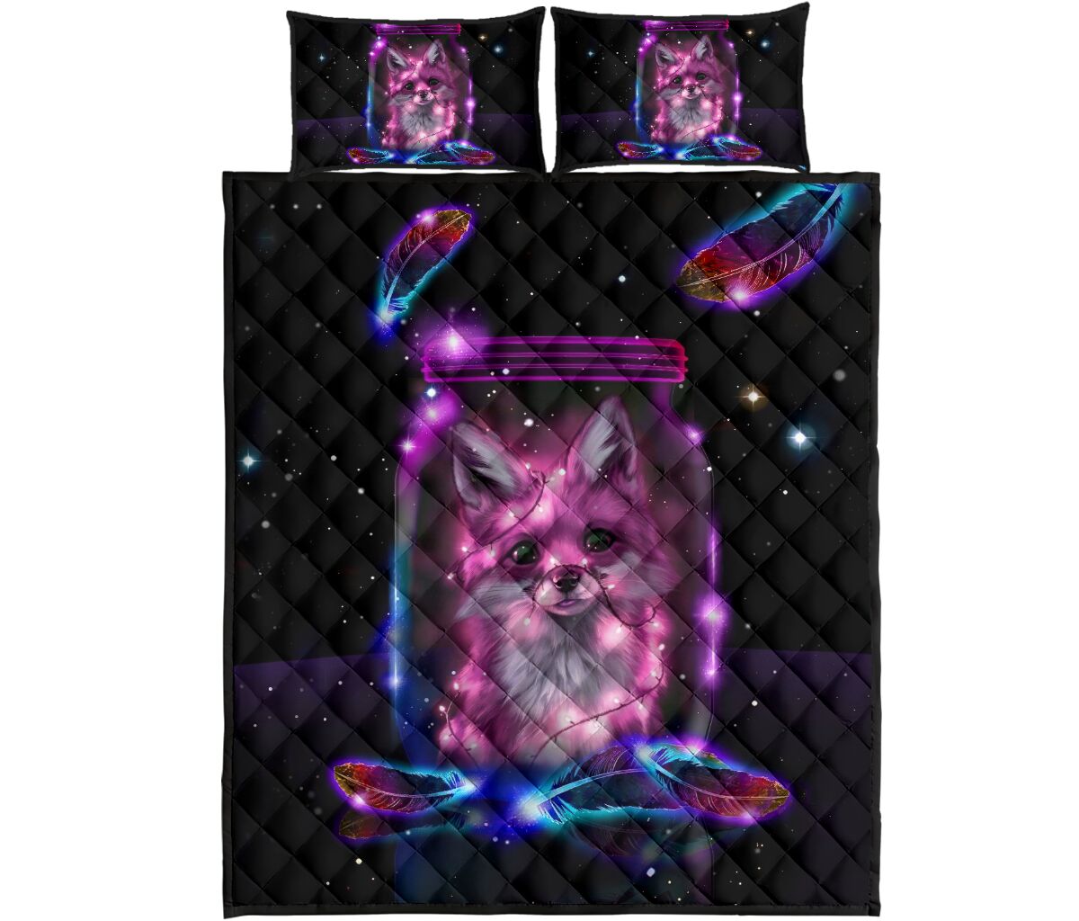 Cat Neon Quilt Bed Set - Love Quilt Bedding Set
