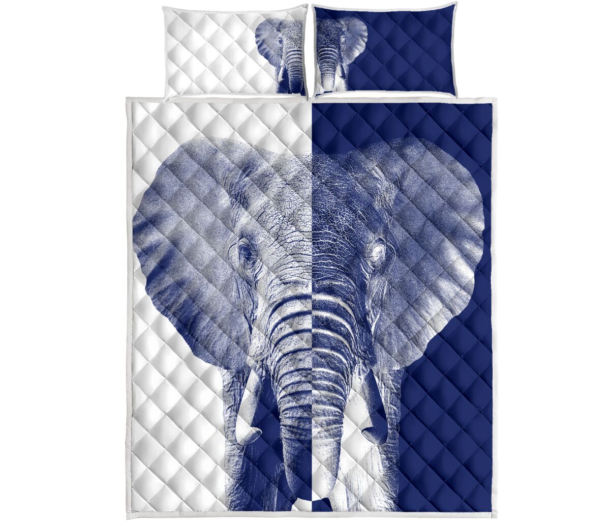 Elephant Art Style Quilt Bed Set - Love Quilt Bedding Set