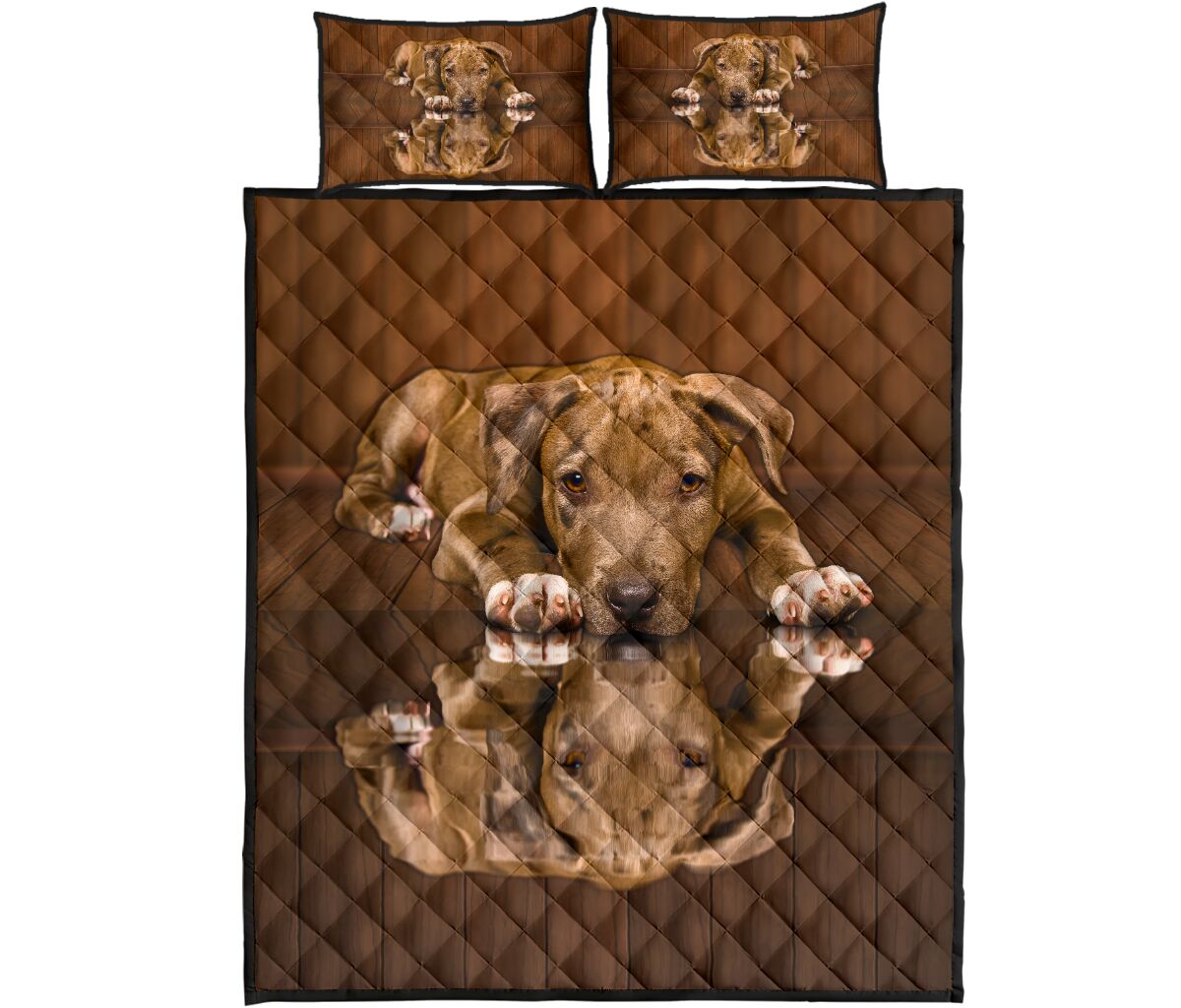 Pitbull Dog Shadow Style Quilt Bed Set - Love Quilt Bedding Set