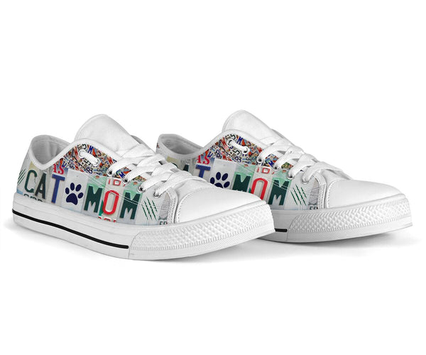 Cat Mom Live Love Meow License Plates Low Top Shoes