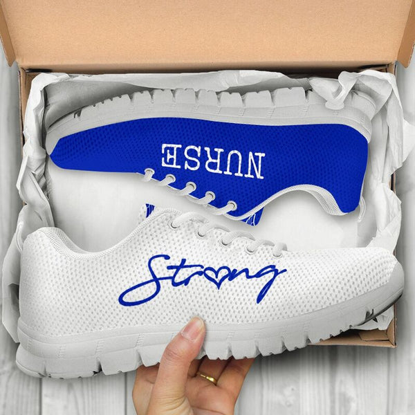 Nurse-strong White Royal Blue Sneakers, Running Shoes, Shoes For Women, Shoes For Men, Cust- Love Sneakers