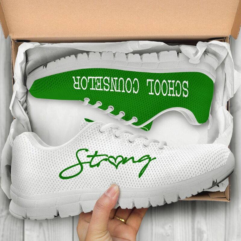 School Counselor Strong Green White Kd Sneakers, Runni- Love Sneakers