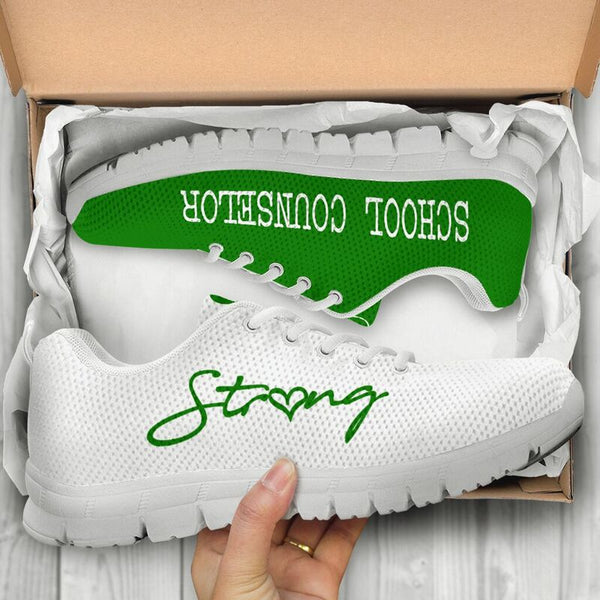 School Counselor Strong Green White Kd Sneakers, Runni- Love Sneakers
