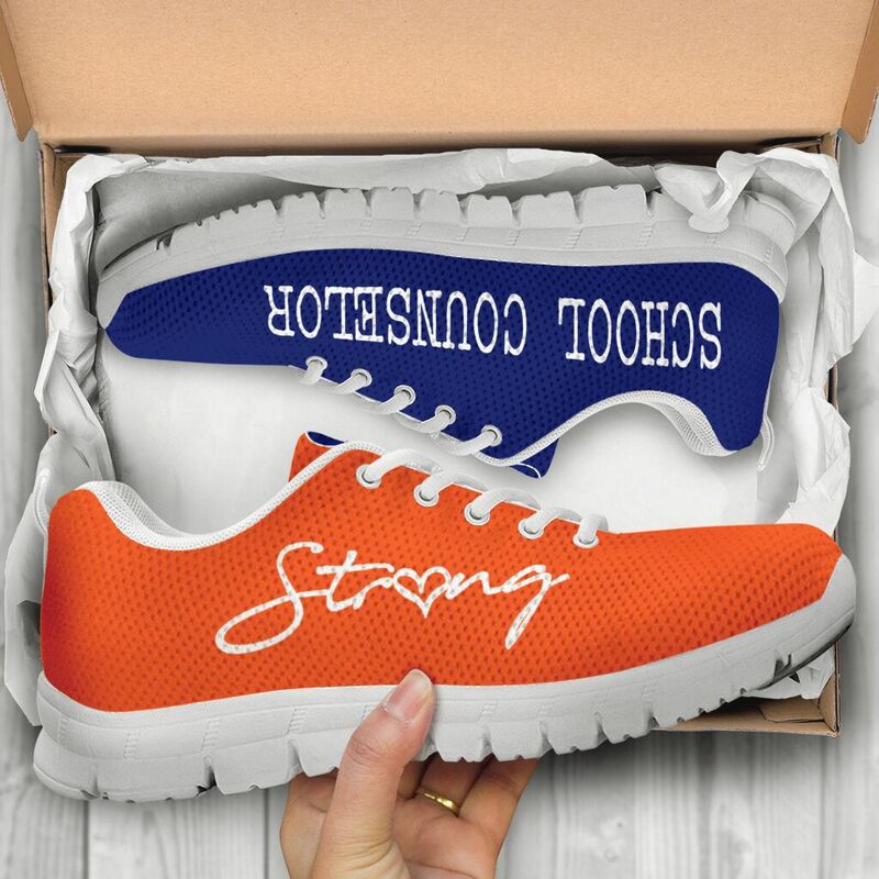 School Counselor Strong Royal Blue Orange Kd Sneakers, Runni- Love Sneakers