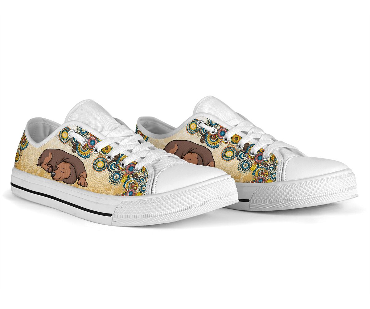 Dachshund Sleep Mandala - Low Top Shoe - Love Love Top Shoes