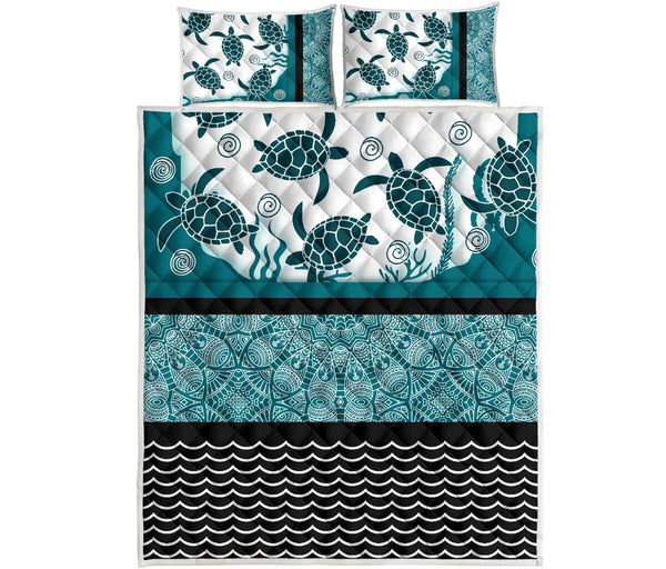 Turtle Darkturquoise - Bed Set - Love Quilt Bedding Set