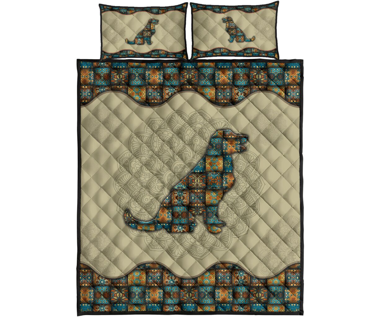 Quilt Bed Set - Mandala - Golden Retriever 78 - Love Quilt Bedding Set