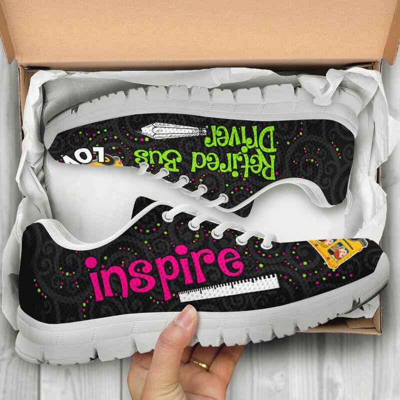 Retired Bus Driver Love Inspire Black Kd Sneakers, Runni- Love Sneakers