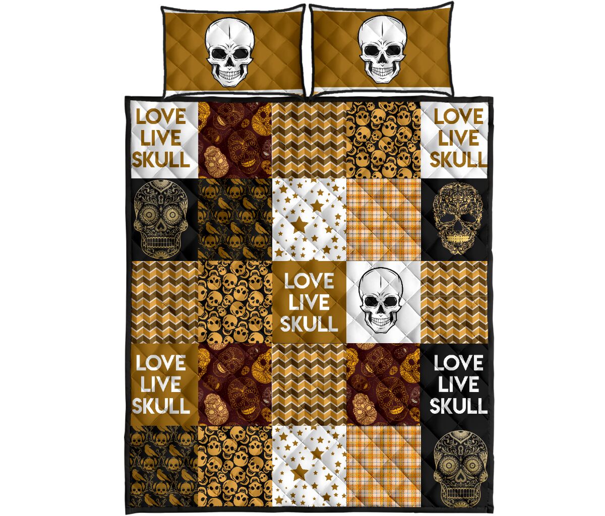 Quilt Bed Set - Skull 90 - Love Quilt Bedding Set
