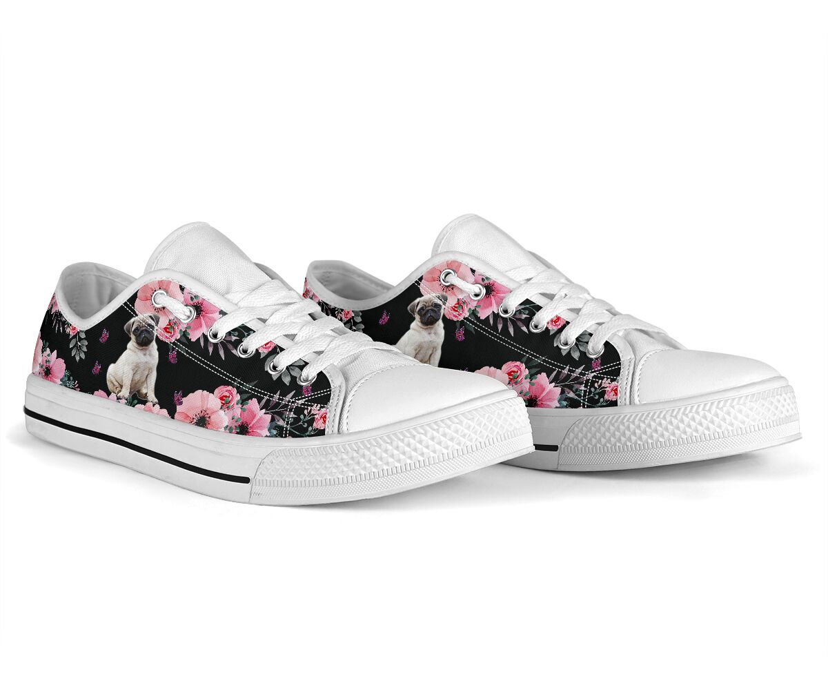 Pug Flower - Low Top Shoe - Love Love Top Shoes