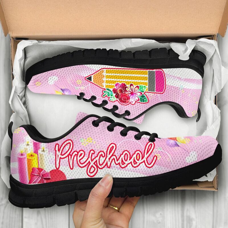 Preschool Pencil Flower Sneakers, Running Shoes, Shoes For Women, Shoes For Men, Custom Shoe- Love Sneakers