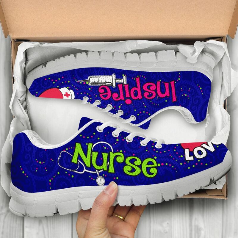 Nurse Love Inspire Navy Blue Kd Sneakers, Running Shoes, Shoes For Women, Shoes For Men, Cu- Love Sneakers