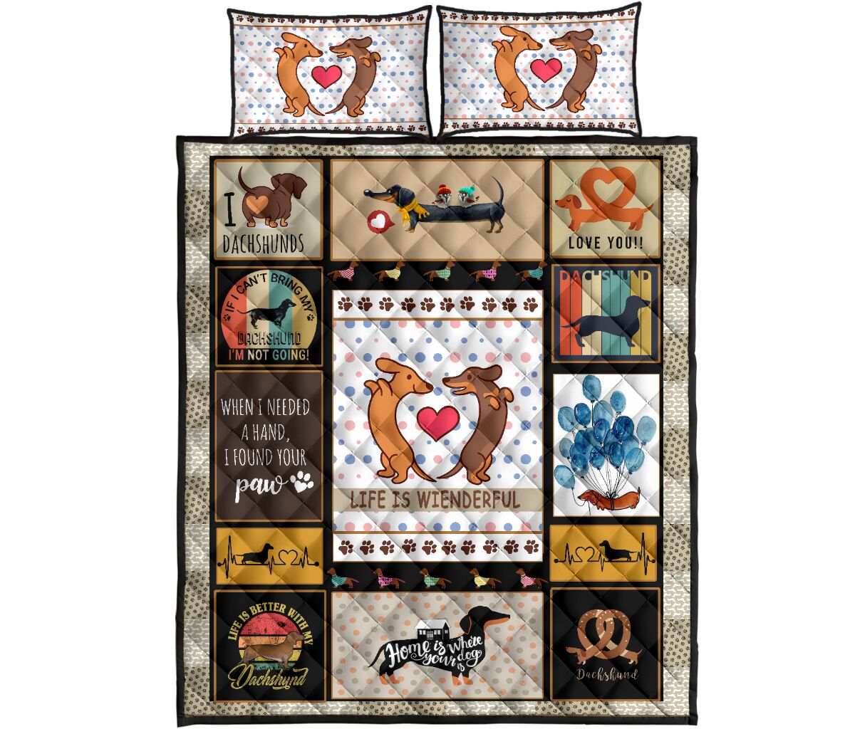 Dachshund Life Is Wienderful - Bed Set- Love Quilt Bedding Set
