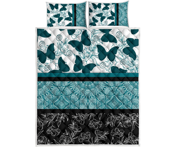 Butterfly Darkturquoise - Bed Set - Love Quilt Bedding Set