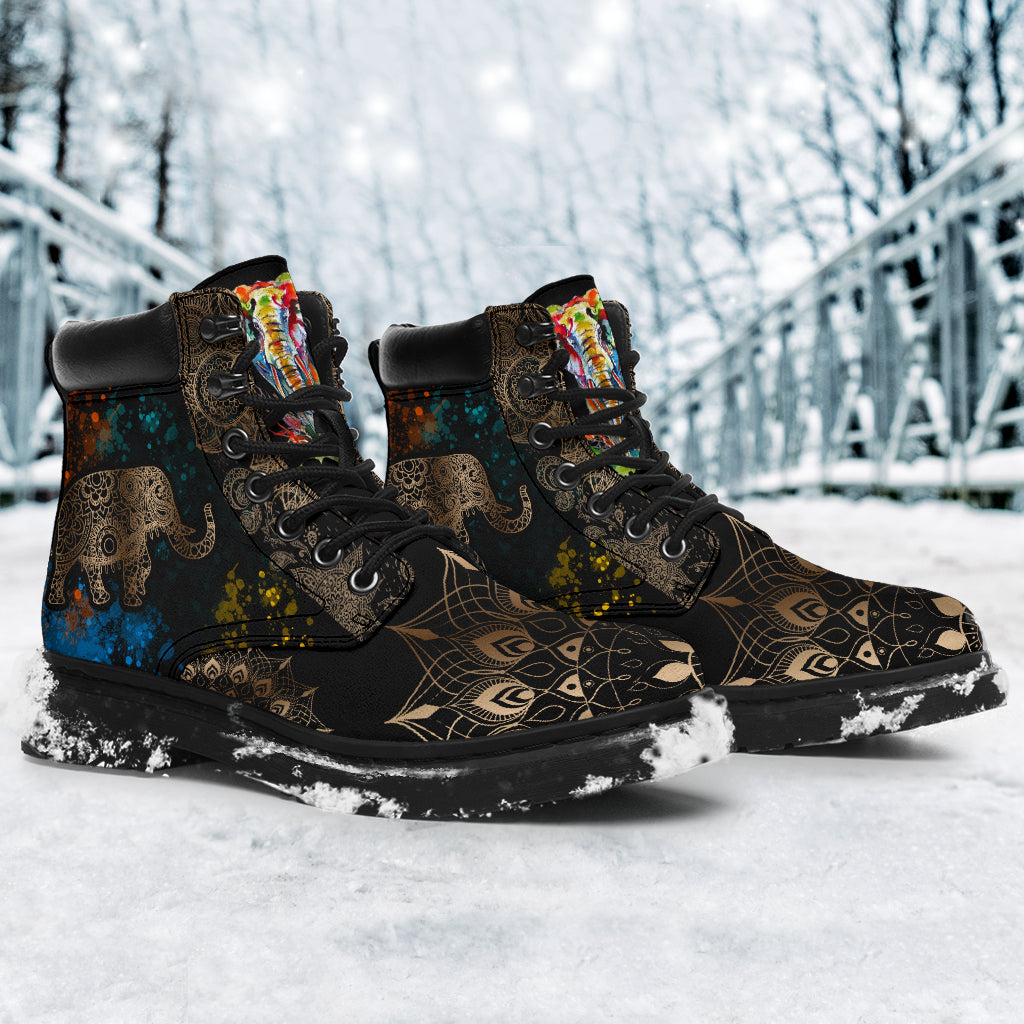Elephant Henna With Watercolor Asboot - Tl - Love All Season Boots
