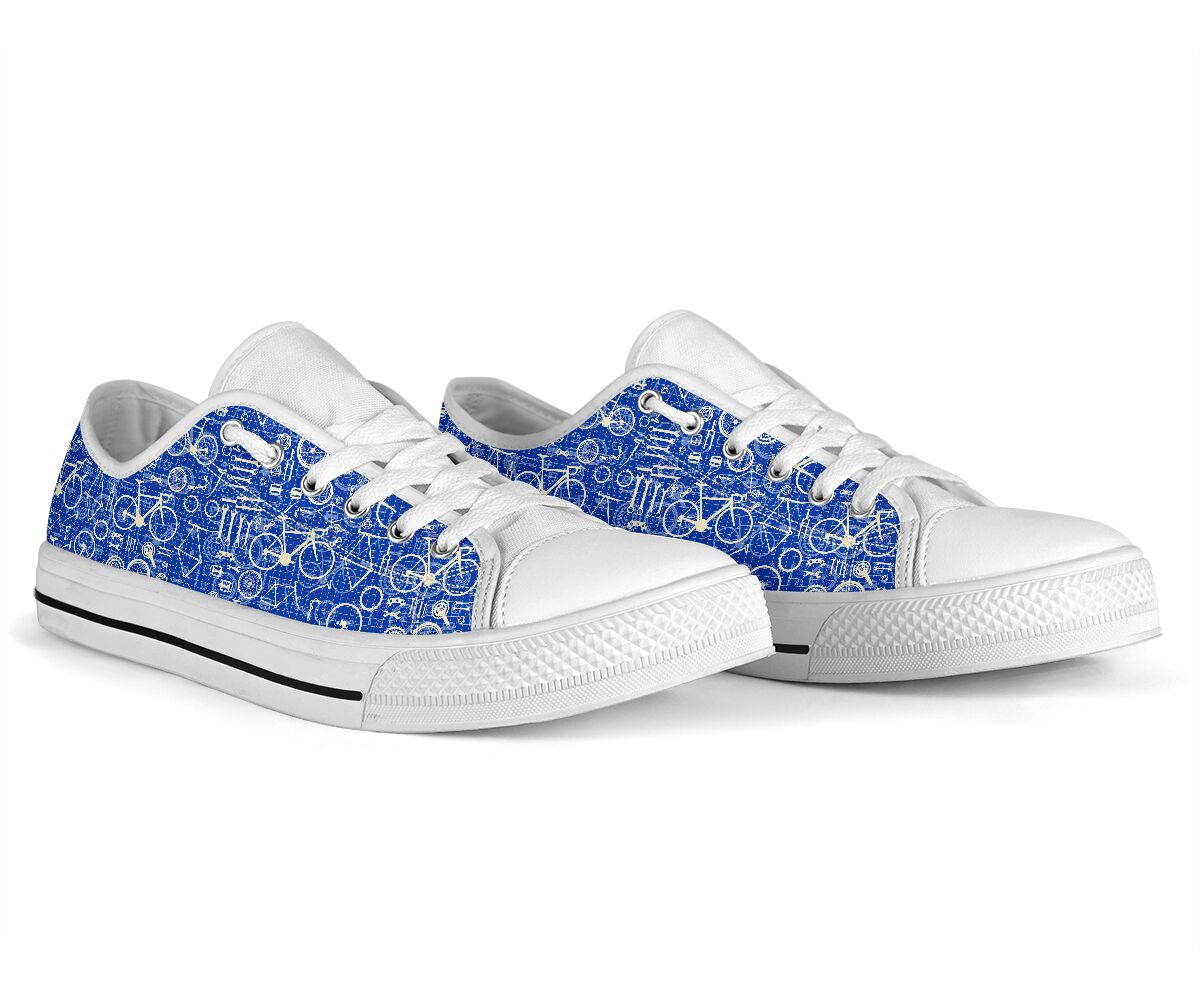 Cycling Blue Pattern - Low Top Shoe - Love Love Top Shoes