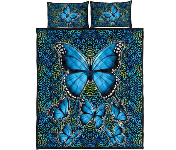 Butterfly Skin Background Real Style Quilt Bed Set - Love Quilt Bedding Set