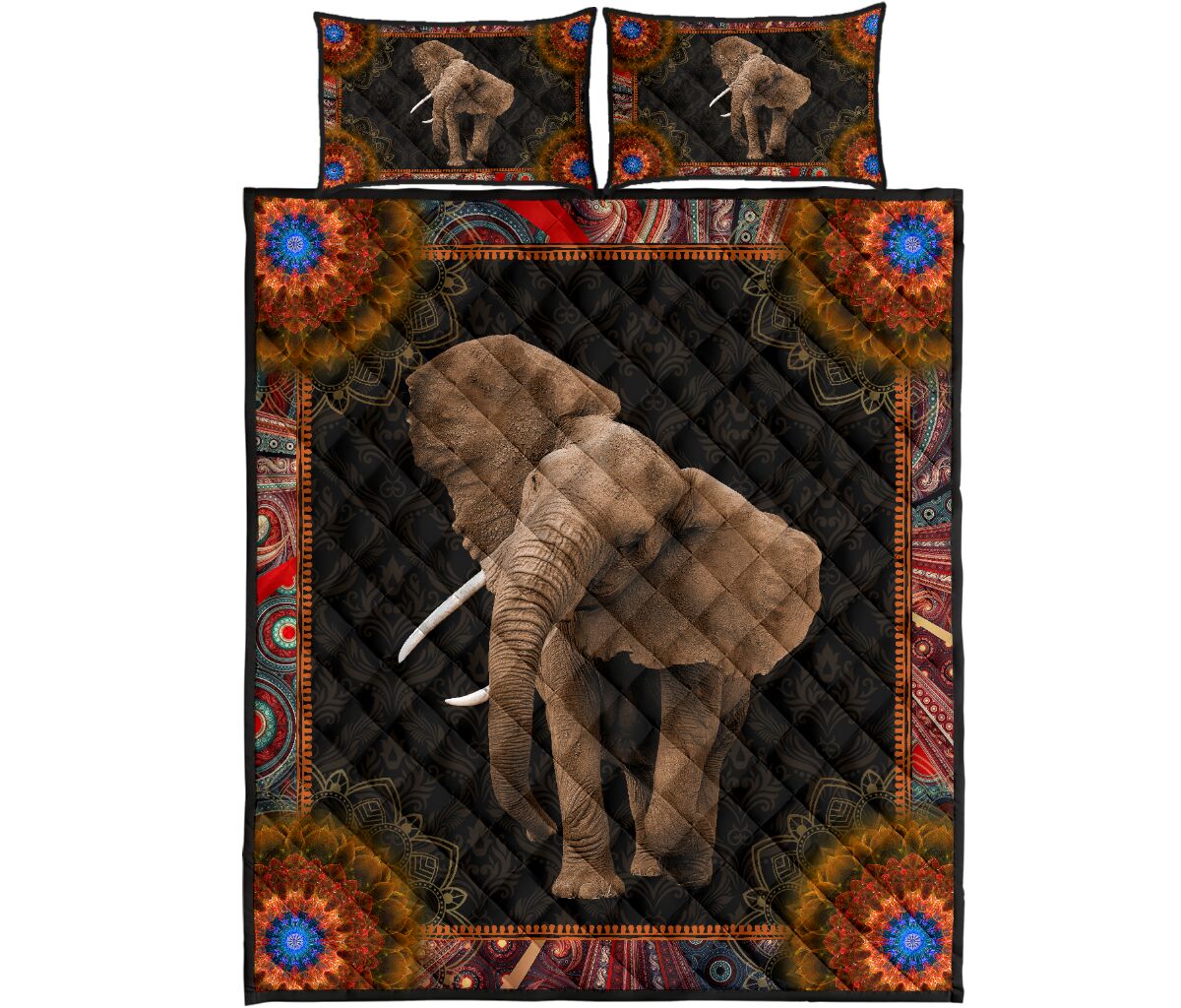 Elephant Mandala Quilt Bed Set - Love Quilt Bedding Set