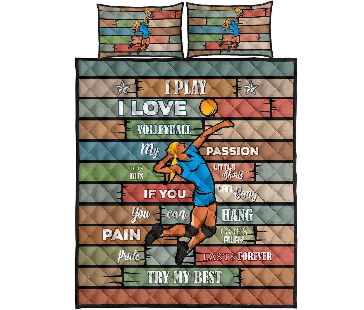 Volleyball - Quilt Bed Set - Nnl - Love Quilt Bedding Set