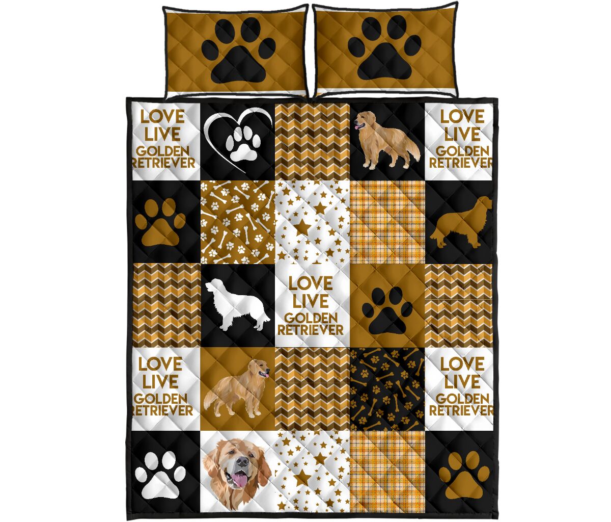 Quilt Bed Set - Golden Retriever 9 - Love Quilt Bedding Set