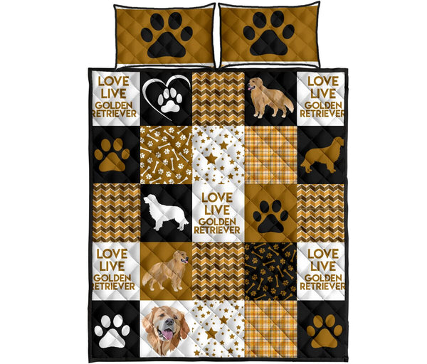 Quilt Bed Set - Golden Retriever 9 - Love Quilt Bedding Set